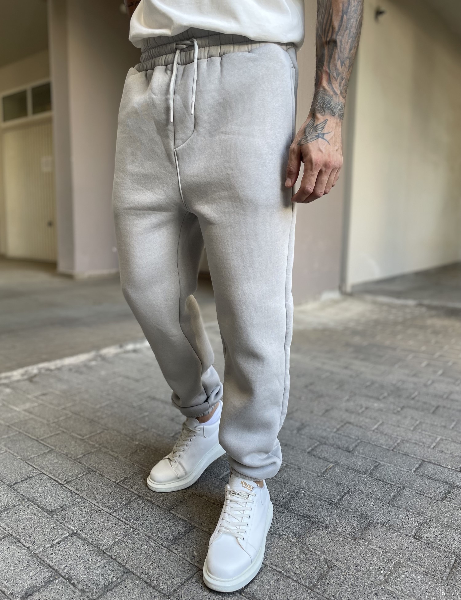 Ανδρικό γκρι παντελόνι φόρμας με λάστιχο ES26001G φωτογραφία